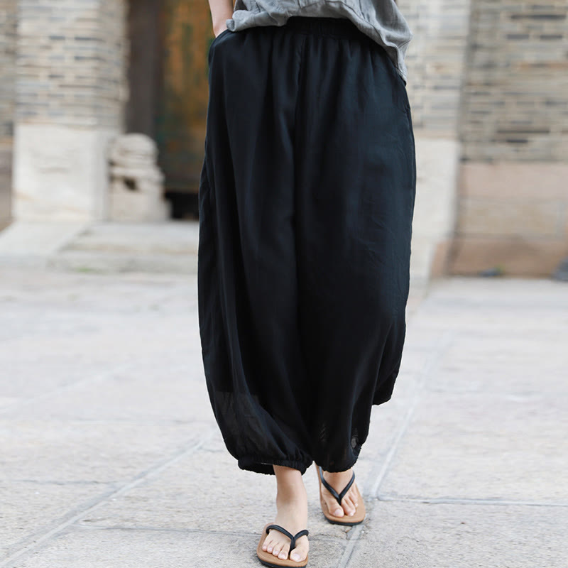 Pantaloni casual estivi da donna in cotone con tasche Buddha Stones - image 16