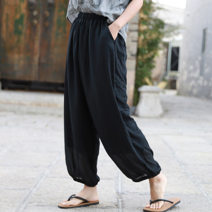 Pantaloni casual estivi da donna in cotone con tasche Buddha Stones - image 15