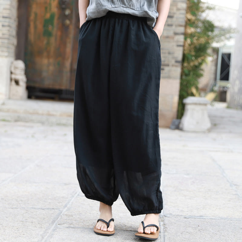 Pantaloni casual estivi da donna in cotone con tasche Buddha Stones - image 19