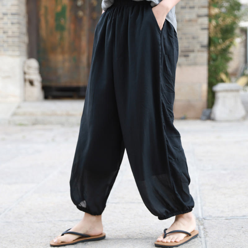 Pantaloni casual estivi da donna in cotone con tasche Buddha Stones - image 17