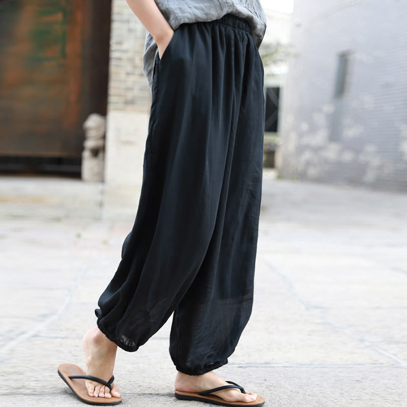 Pantaloni casual estivi da donna in cotone con tasche Buddha Stones - image 18