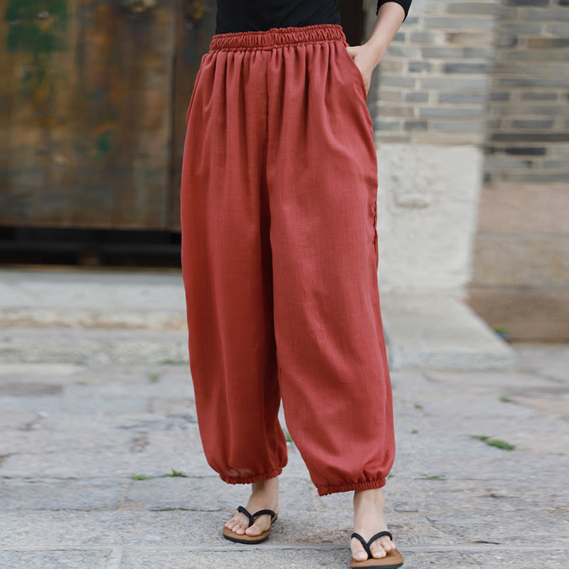Pantaloni casual estivi da donna in cotone con tasche Buddha Stones - image 21
