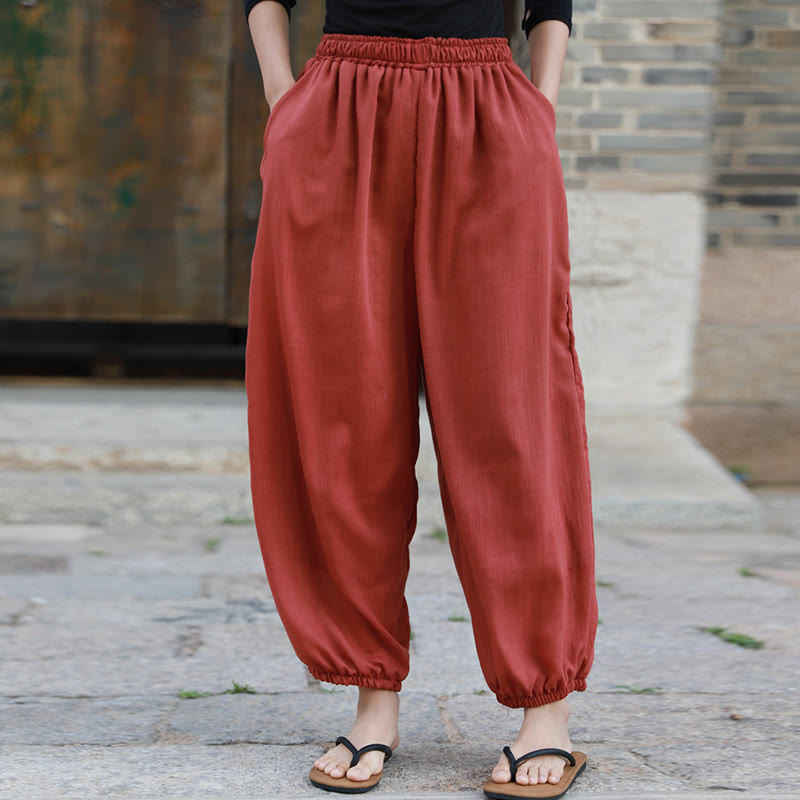 Pantaloni casual estivi da donna in cotone con tasche Buddha Stones - image 22