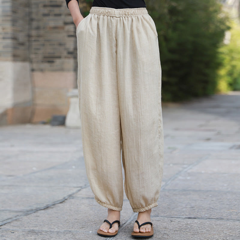 Pantaloni casual estivi da donna in cotone con tasche Buddha Stones - image 47