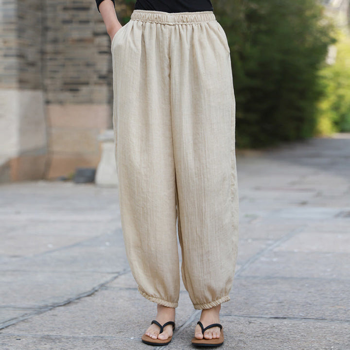 Pantaloni casual estivi da donna in cotone con tasche Buddha Stones - image 47