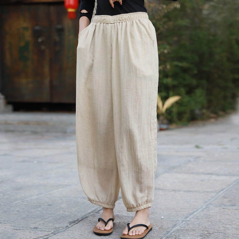 Pantaloni casual estivi da donna in cotone con tasche Buddha Stones - image 43