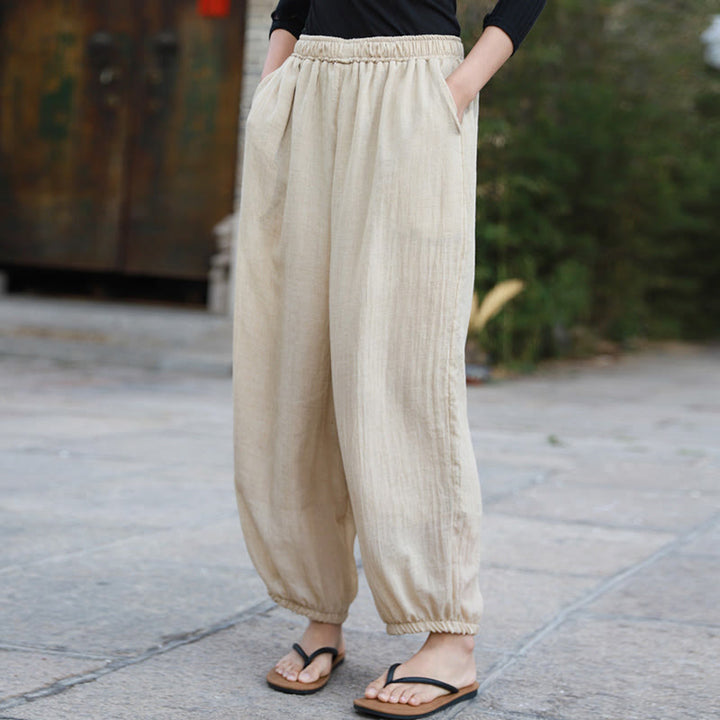 Pantaloni casual estivi da donna in cotone con tasche Buddha Stones - image 44