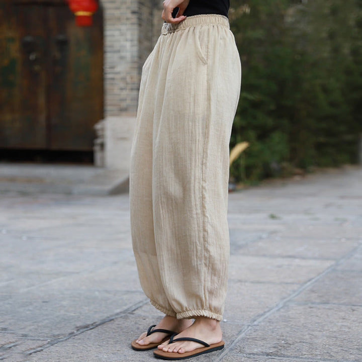 Pantaloni casual estivi da donna in cotone con tasche Buddha Stones - image 45