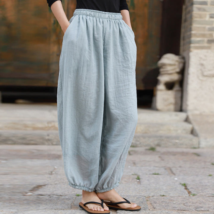 Pantaloni casual estivi da donna in cotone con tasche Buddha Stones - image 49