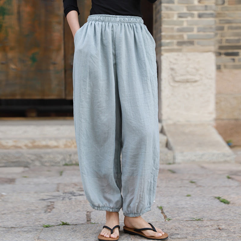 Pantaloni casual estivi da donna in cotone con tasche Buddha Stones - image 52