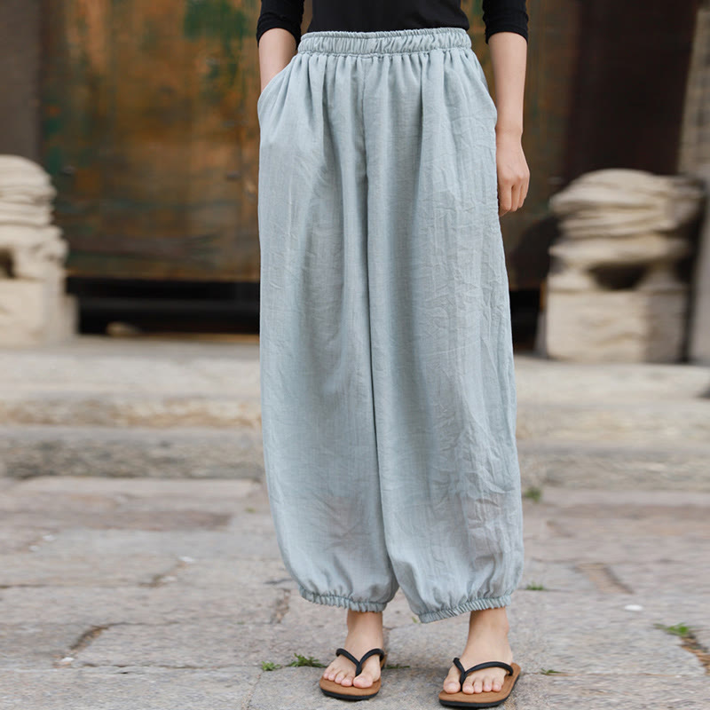 Pantaloni casual estivi da donna in cotone con tasche Buddha Stones - image 53