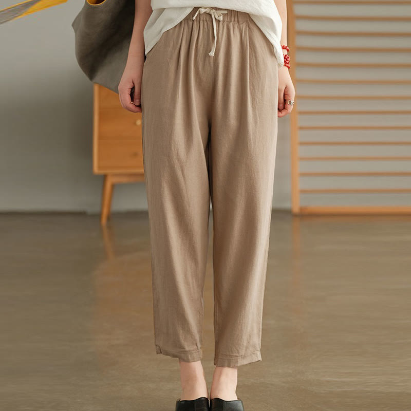 Pantaloni harem con coulisse in cotone casual da donna Buddha Stones con tasche - Legno robusto - US14, UK/AU18, EU46 (4XL) - image 13