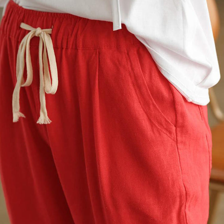 Pantaloni harem con coulisse in cotone casual da donna Buddha Stones con tasche - image 15