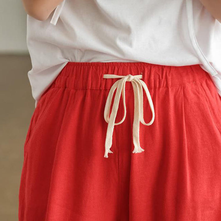 Pantaloni harem con coulisse in cotone casual da donna Buddha Stones con tasche - image 16