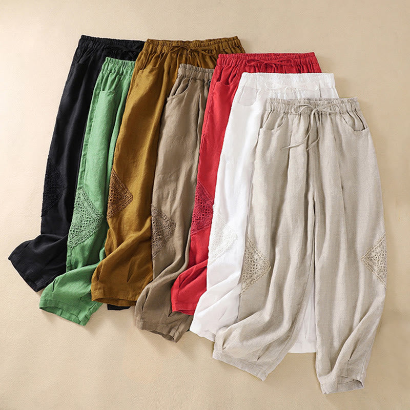 Pantaloni harem con coulisse in cotone con tasche da donna Buddha Stones Summer - image 1