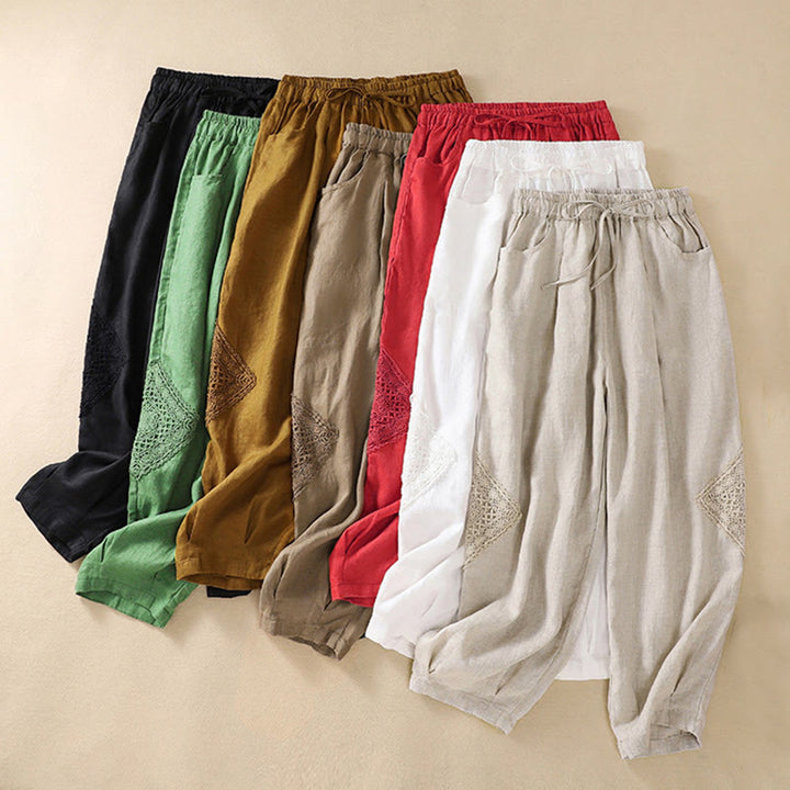 Pantaloni harem con coulisse in cotone con tasche da donna Buddha Stones Summer - image 1