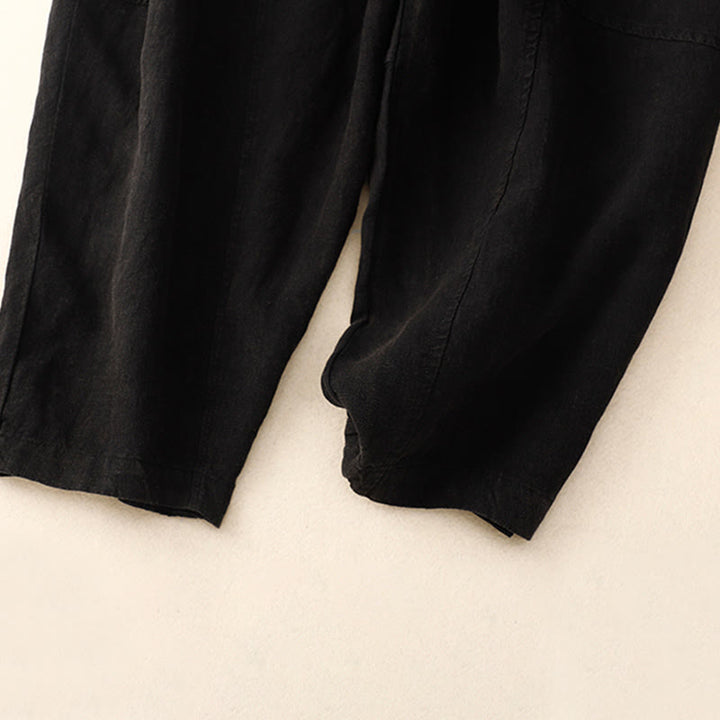 Pantaloni harem con coulisse e elastico in vita in lino con tasche, estate da donna , Buddha Stones - image 12