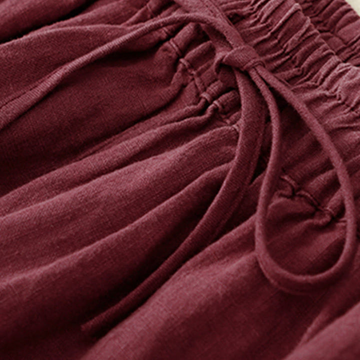 Pantaloni harem con coulisse e elastico in vita in lino con tasche, estate da donna , Buddha Stones - image 3