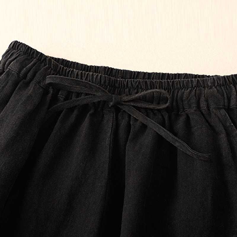 Pantaloni harem con coulisse e elastico in vita in lino con tasche, estate da donna , Buddha Stones - image 9