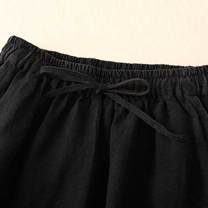 Pantaloni harem con coulisse e elastico in vita in lino con tasche, estate da donna , Buddha Stones - image 9