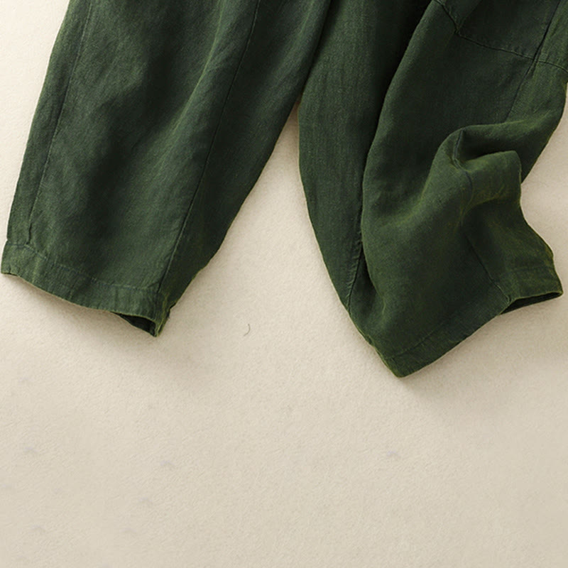 Pantaloni harem con coulisse e elastico in vita in lino con tasche, estate da donna , Buddha Stones - image 17