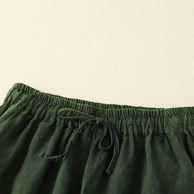 Pantaloni harem con coulisse e elastico in vita in lino con tasche, estate da donna , Buddha Stones - image 14