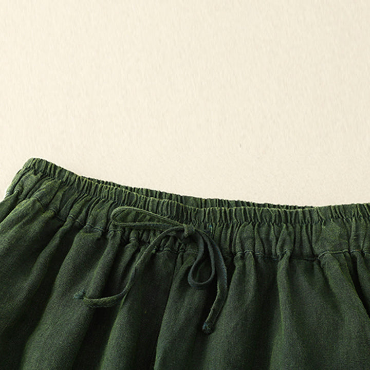 Pantaloni harem con coulisse e elastico in vita in lino con tasche, estate da donna , Buddha Stones - image 14