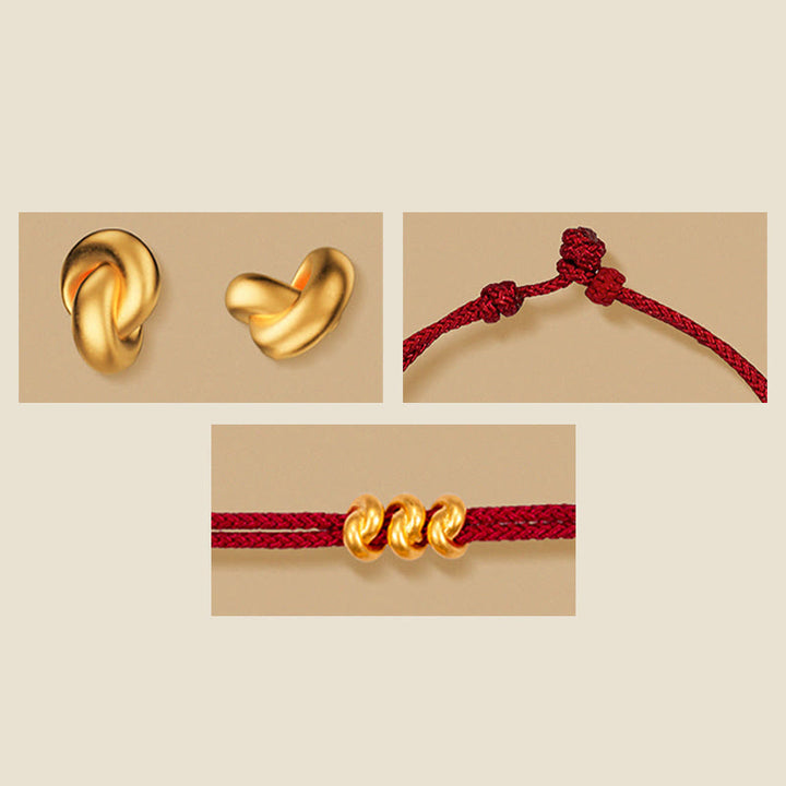 Braccialetto in corda intrecciata con nodo dei desideri in oro 999 Buddha Stones