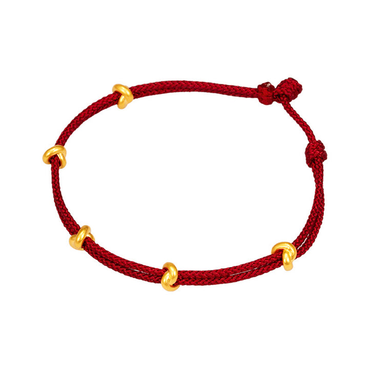 Braccialetto in corda intrecciata con nodo dei desideri in oro 999 Buddha Stones - image 10