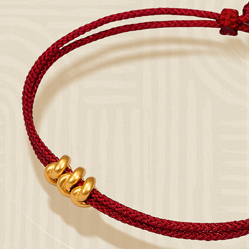 Braccialetto in corda intrecciata con nodo dei desideri in oro 999 Buddha Stones