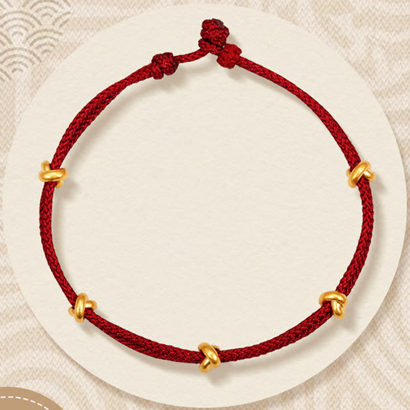 Braccialetto in corda intrecciata con nodo dei desideri in oro 999 Buddha Stones