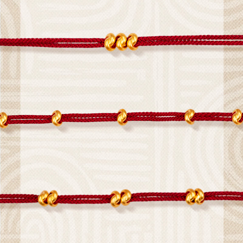 Braccialetto in corda intrecciata con nodo dei desideri in oro 999 Buddha Stones
