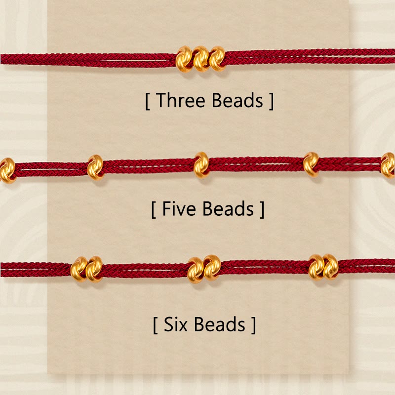 Braccialetto in corda intrecciata con nodo dei desideri in oro 999 Buddha Stones