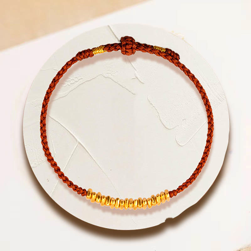 Buddha Stones 999 Oro Piccoli pezzi d'oro Design Fatto a mano Protezione Braccialetto in corda intrecciata - image 2