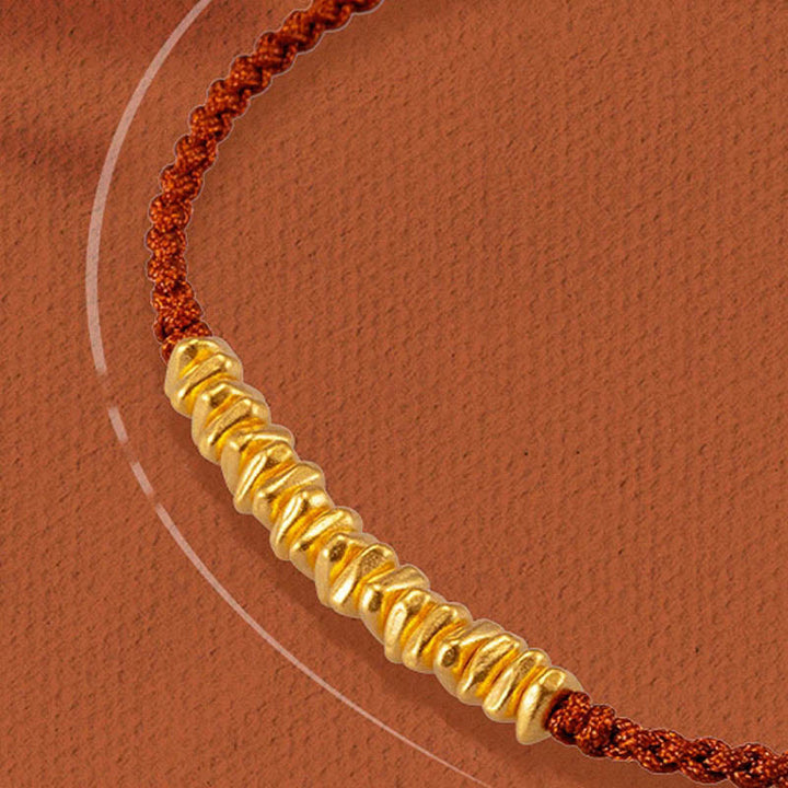 Buddha Stones 999 Oro Piccoli pezzi d'oro Design Fatto a mano Protezione Braccialetto in corda intrecciata