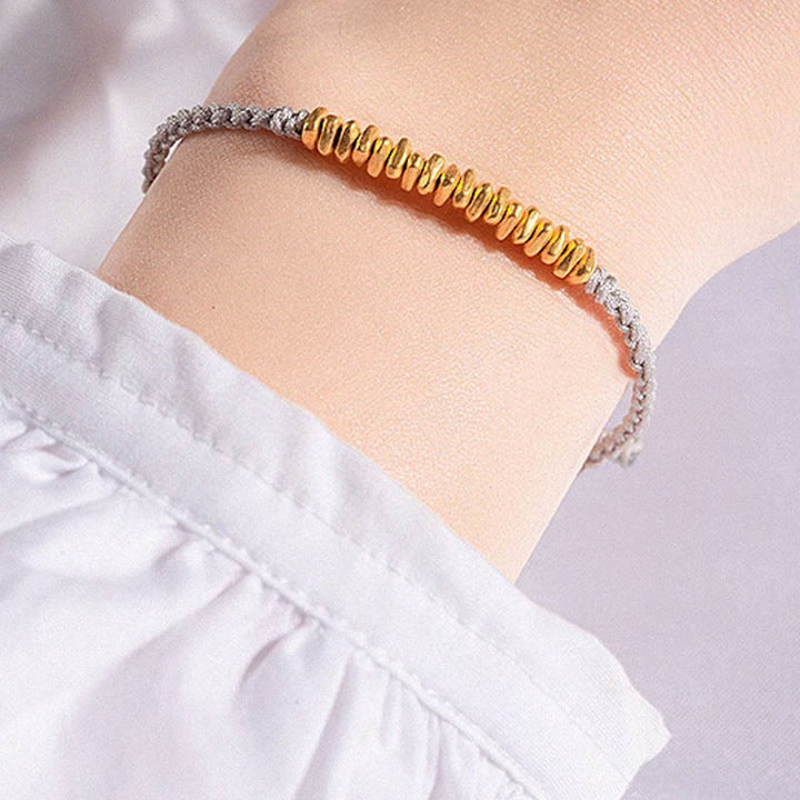 Buddha Stones 999 Oro Piccoli pezzi d'oro Design Fatto a mano Protezione Braccialetto in corda intrecciata - image 14