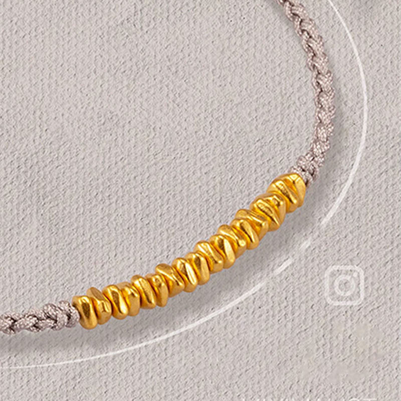 Buddha Stones 999 Oro Piccoli pezzi d'oro Design Fatto a mano Protezione Braccialetto in corda intrecciata