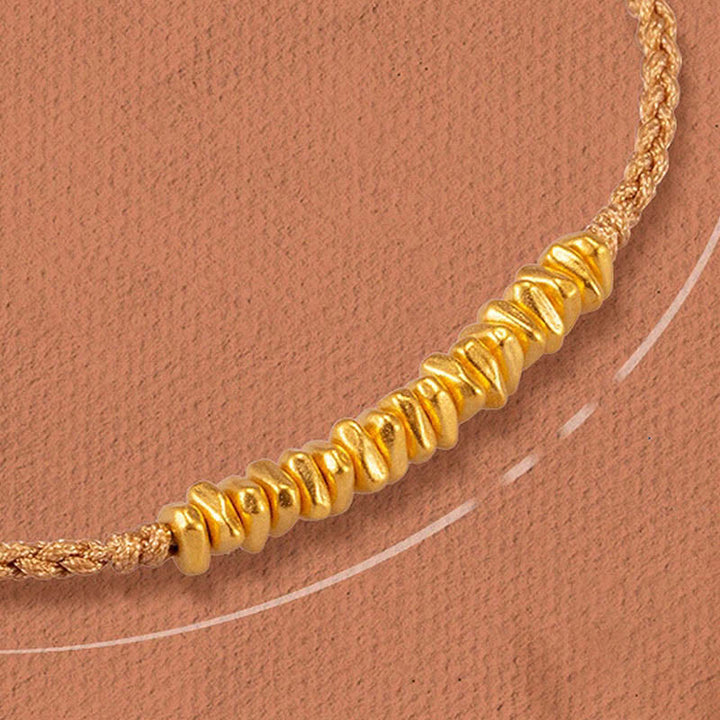 Buddha Stones 999 Oro Piccoli pezzi d'oro Design Fatto a mano Protezione Braccialetto in corda intrecciata