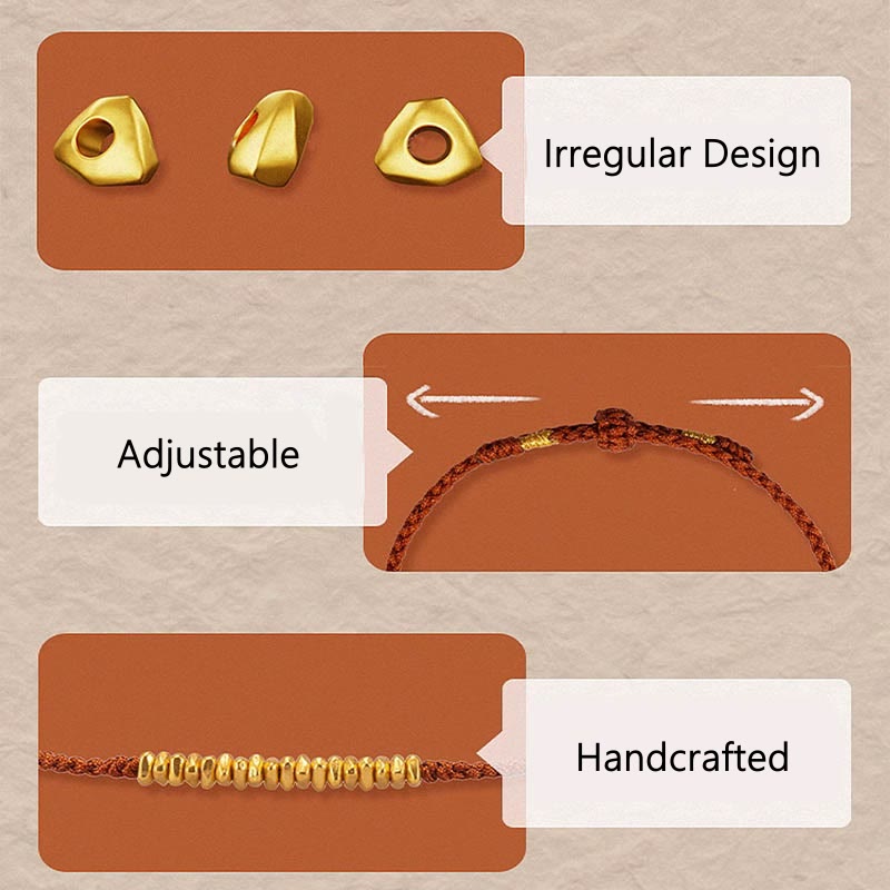 Buddha Stones 999 Oro Piccoli pezzi d'oro Design Fatto a mano Protezione Braccialetto in corda intrecciata - image 4