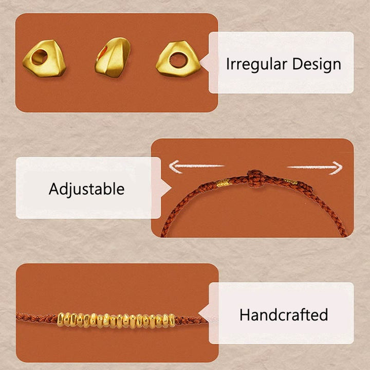 Buddha Stones 999 Oro Piccoli pezzi d'oro Design Fatto a mano Protezione Braccialetto in corda intrecciata - image 4