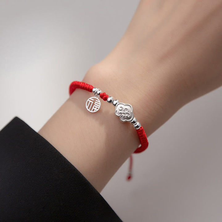 Braccialetto intrecciato in corda con nuvole di buon auspicio e benedizione in argento sterling 925 fatto a mano con Buddha Stones