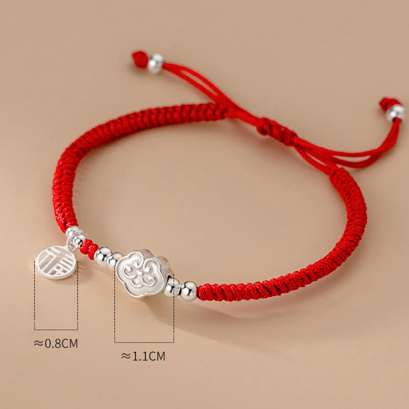 Braccialetto intrecciato in corda con nuvole di buon auspicio e benedizione in argento sterling 925 fatto a mano con Buddha Stones