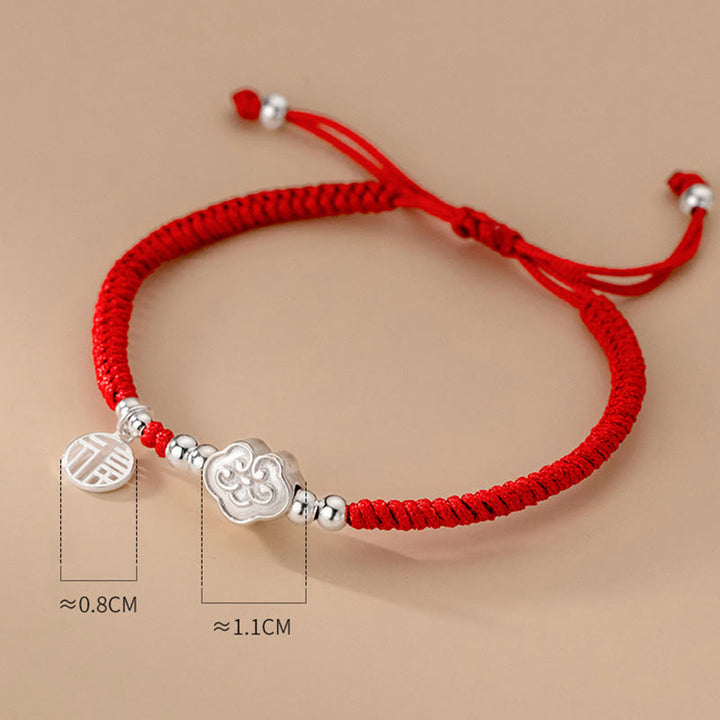 Braccialetto intrecciato in corda con nuvole di buon auspicio e benedizione in argento sterling 925 fatto a mano con Buddha Stones