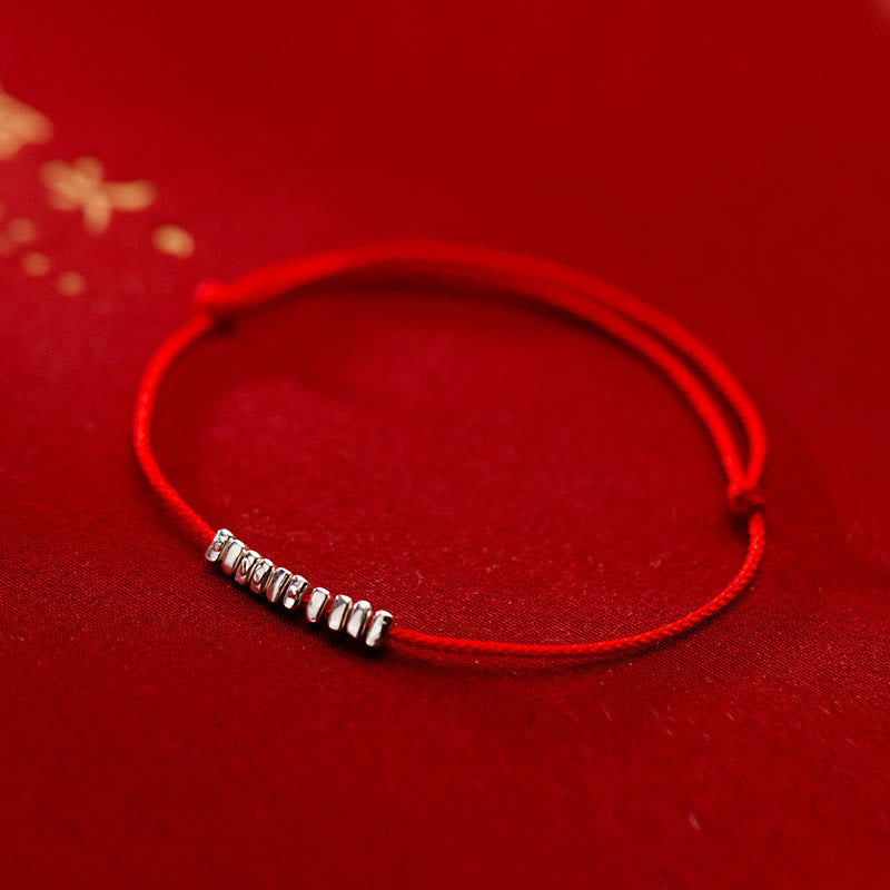 Braccialetto in corda ultra sottile intrecciata con piccoli pezzi di protezione in argento sterling 925 fatto a mano Buddha Stones