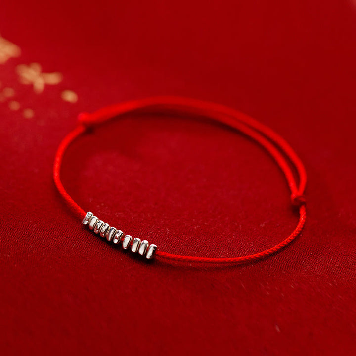 Braccialetto in corda ultra sottile intrecciata con piccoli pezzi di protezione in argento sterling 925 fatto a mano Buddha Stones