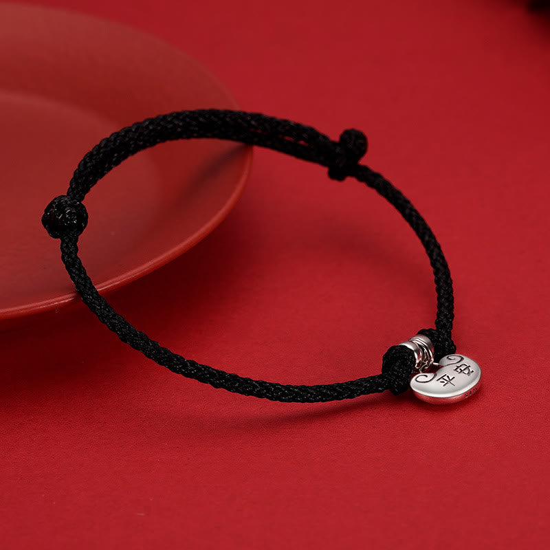 Braccialetto in corda intrecciata con lucchetto, forza, pace e gioia, fatto a mano in argento sterling 925, Buddha Stones