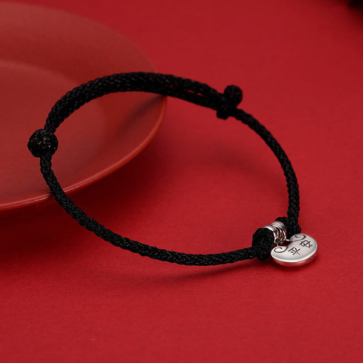 Braccialetto in corda intrecciata con lucchetto, forza, pace e gioia, fatto a mano in argento sterling 925, Buddha Stones - image 7
