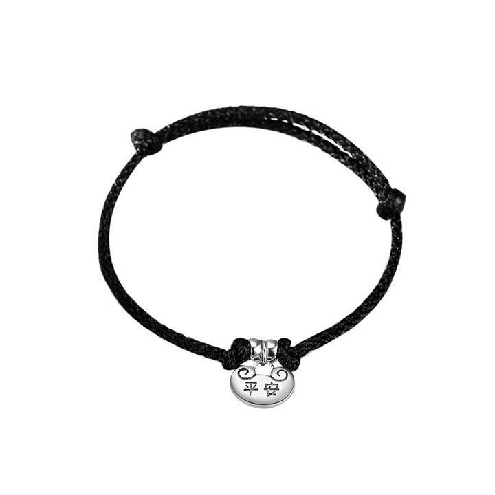 Braccialetto in corda intrecciata con lucchetto, forza, pace e gioia, fatto a mano in argento sterling 925, Buddha Stones