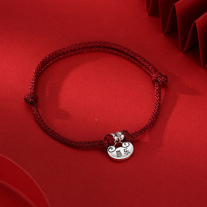 Braccialetto in corda intrecciata con lucchetto, forza, pace e gioia, fatto a mano in argento sterling 925, Buddha Stones