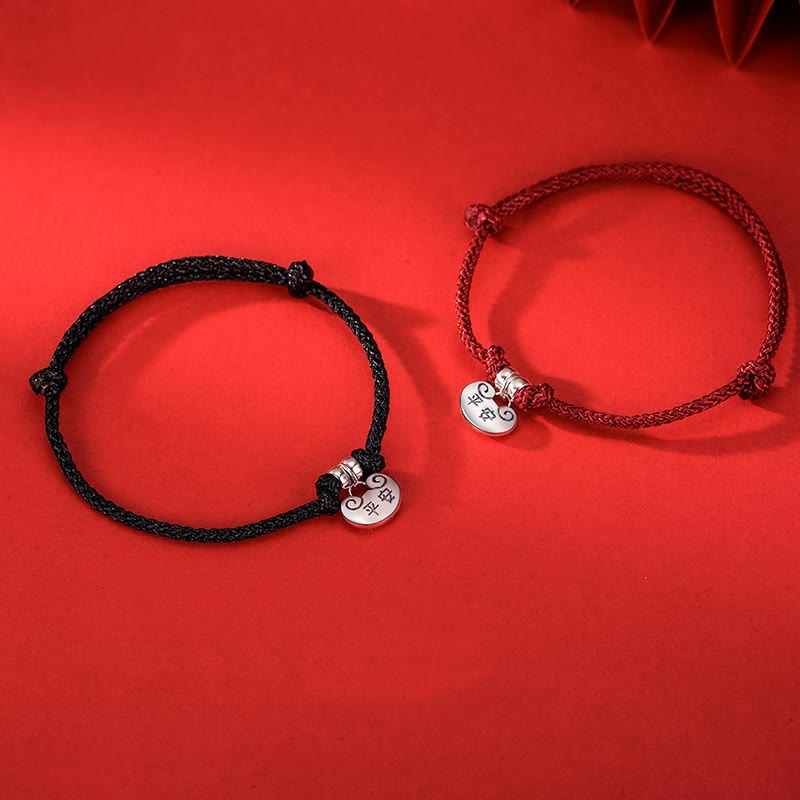 Braccialetto in corda intrecciata con lucchetto, forza, pace e gioia, fatto a mano in argento sterling 925, Buddha Stones